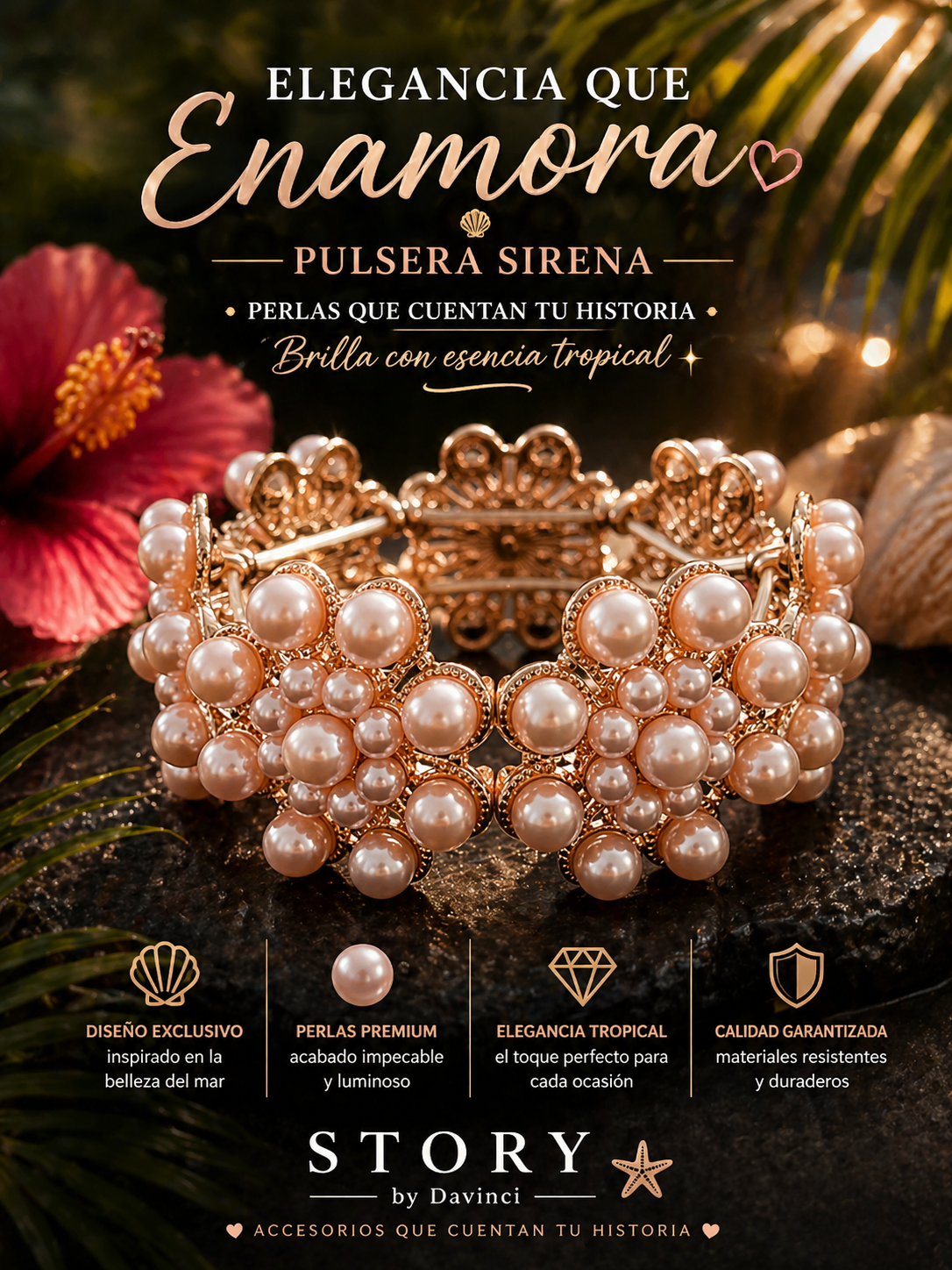 Bracelet Pink Beads Layered /Pulsera Color Rosada para mujeres