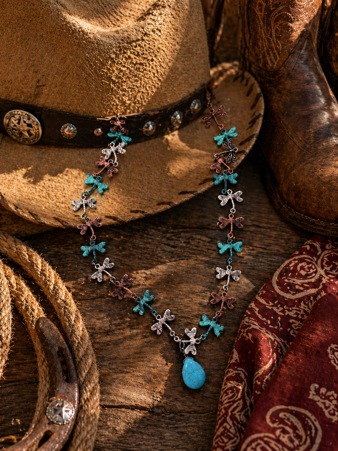 Western-Inspired Dragonfly Charm Necklace