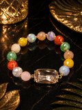 Radiant Harmony Crystal Bracelet – Multicolor Faceted Beads & Champagne Gemstone | OLY DESIGN