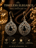 Teardrop Dangle Earrings Silver Tone Metal Hook White/Colorless black
