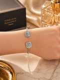 Two-Tone Square Crystal Cable Cuff Bracelet