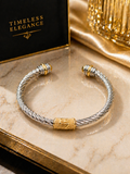 Classic Two-Tone Twisted Cable Cuff Bracelet