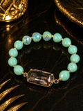 Sea Mist Elegance Bracelet – Mint Crystal Beads & Smoky Gemstone | OLY DESIGN