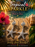 Starfish Dangle Earrings Silver Crystal Metal Hook Lightweight Sea Life Beach