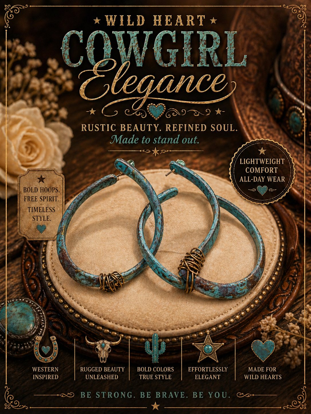 Wild Heart Turquoise Hoop Earrings