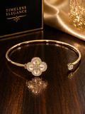 Golden Clover Crystal Cuff Bracelet