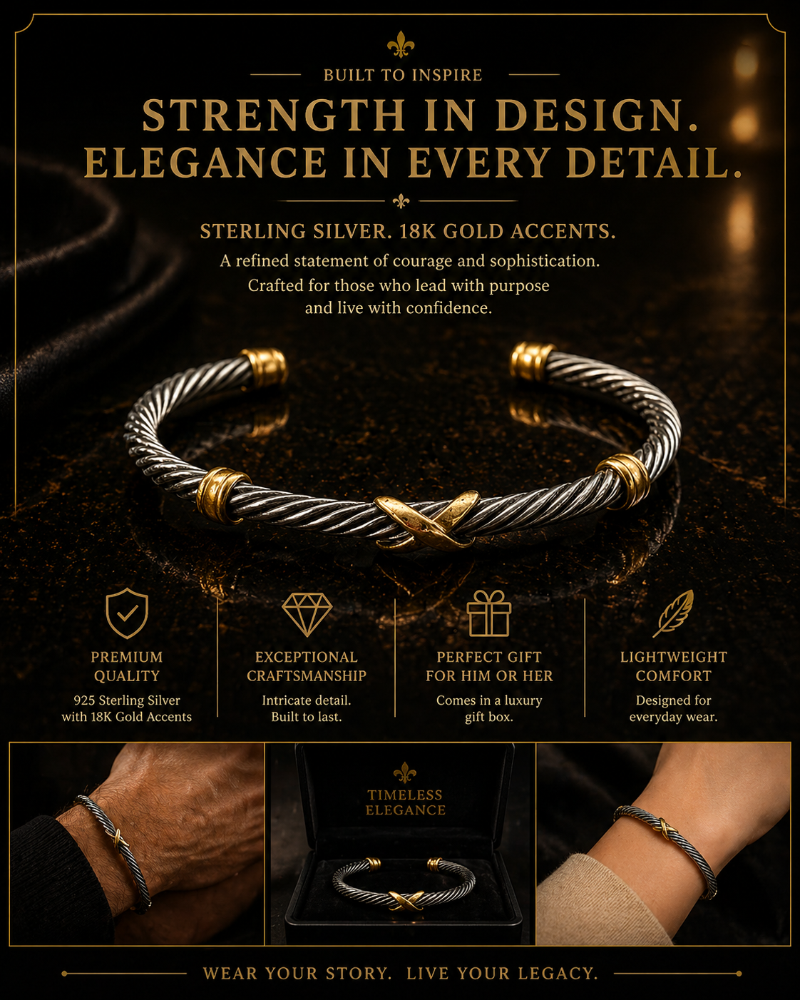 Infinity Knot Bracelet – Elegant Cable Cuff | OLY DESIGN