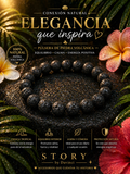 Story by Davinci Volcanic Stone Beaded Bracelet black Natural Healing Theme