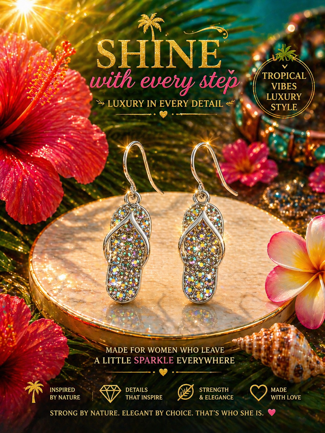 Crystal Flip Flop Drop Earrings