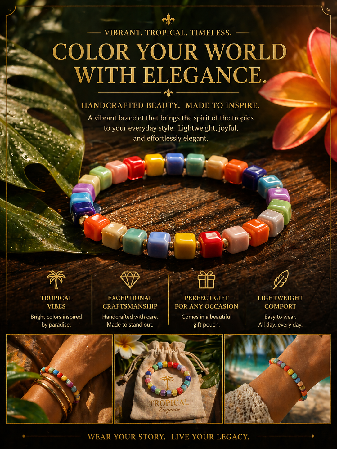 Tropical Elegance Color Bead Bracelet