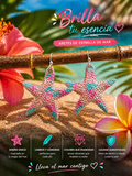 Starfish Dangle Earrings Pink Turquoise Silver Sea Life Nature Hook Women