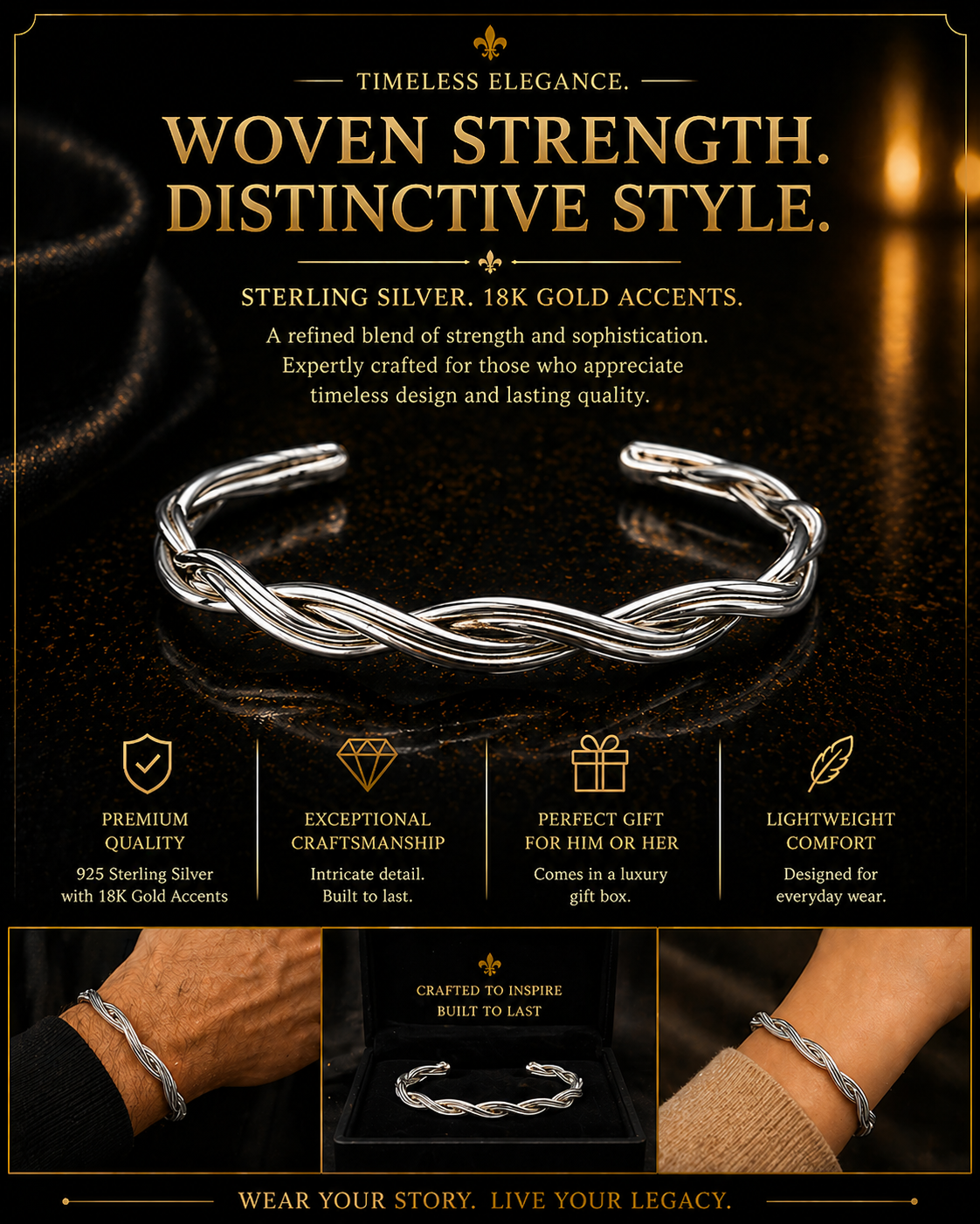 Woven Twist Cuff Bracelet – Modern Elegance | OLY DESIGN