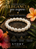 Story by Davinci Volcanic Stone Beaded Bracelet White Natural Healing Theme