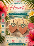 Tropical Heart Dangle Earrings Copper Green Beach Nature Hook Women Lightweight
