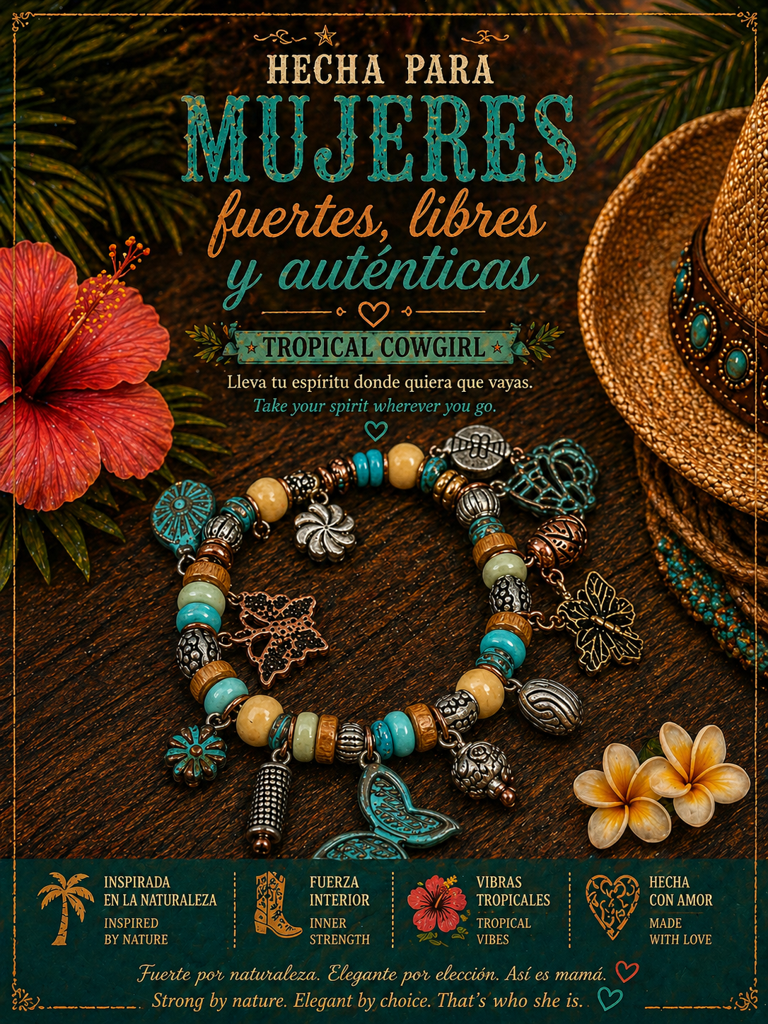Tropical Cowgirl Charm Bracelet