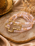 Blush Crystal Cross Stretch Bracelet  | OLY DESIGN