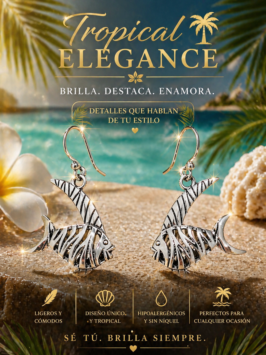 Fish-Shaped Dangle Earrings Silver Metal Hook Hypoallergenic Sea Life