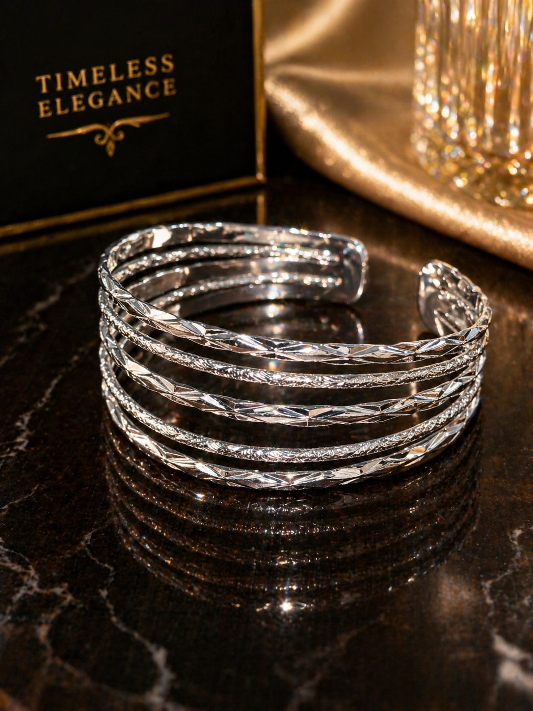 Modern Multi-Strand Textured Cuff Bracelet