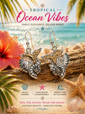 Shell Dangle Earrings Gold Silver Metal Hook Lightweight Beach Nature Vacation