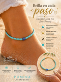 POMINA Handcrafted Beaded Anklet Natural Stone Turquoise Blue Gold Women