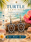 Turtle-Shaped Dangle Earrings Silver Metal Hook Lightweight Sea Life Beach