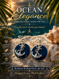 Ocean Elegance Anchor Dangle Earrings Blue Silver Metal Hook Beach Nautical