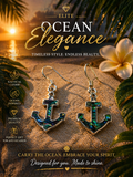 Elite Anchor Dangle Earrings Mother of Pearl Abalone Silver Multicolor Hook Bea…