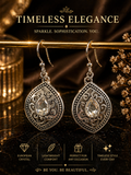 Teardrop Dangle Earrings Silver Tone Metal Hook White/Colorless Crystal