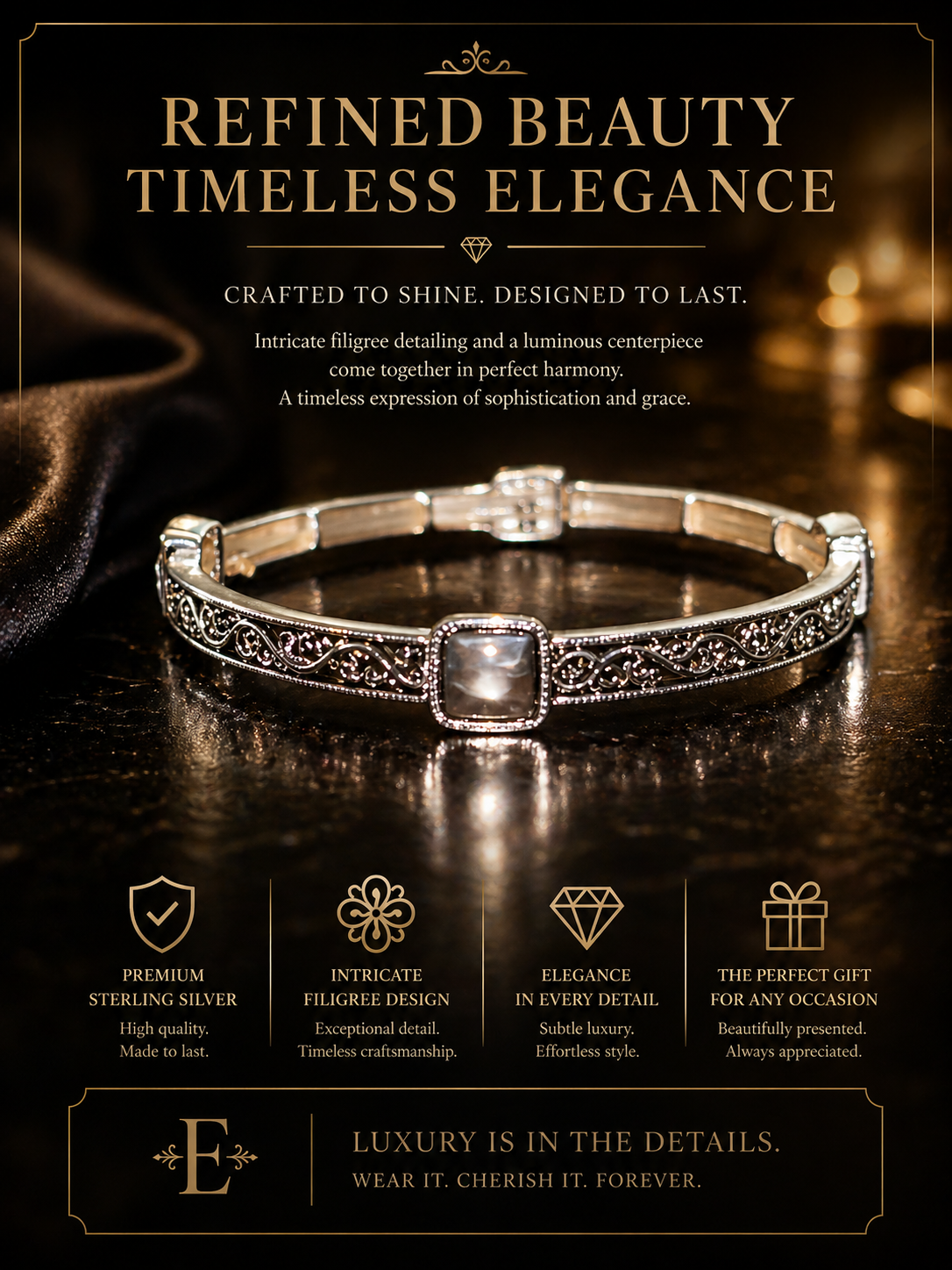 Luna Grace Filigree Bracelet – Elegant Vintage Collection