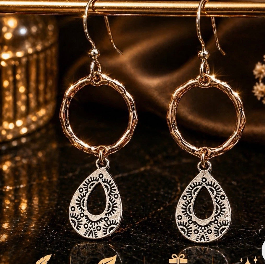 Timeless Teardrop Dangle Earrings Gold Silver Metal Hook Nickel-Free