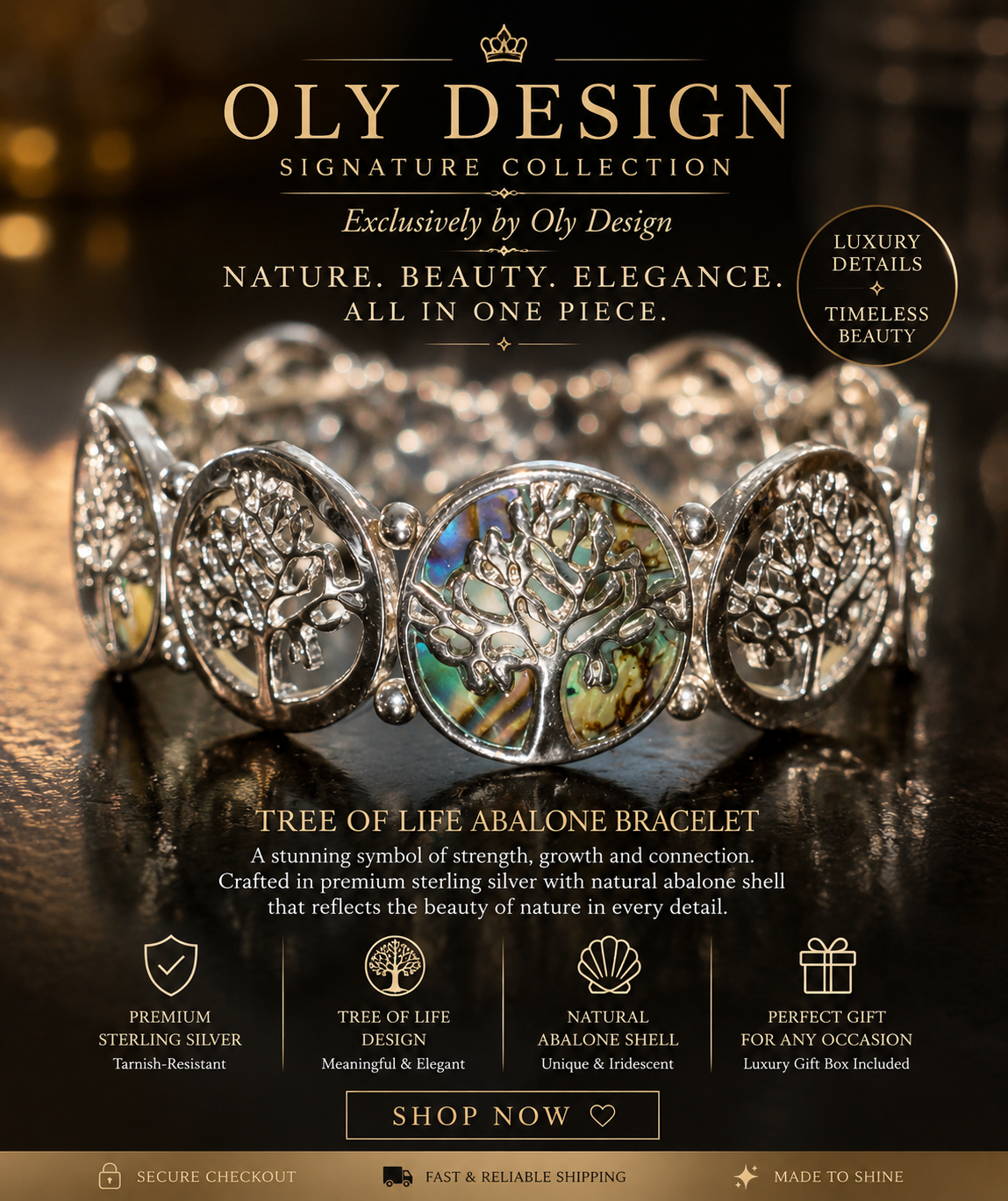 Tree of Life Abalone Bracelet – Timeless Nature Collection